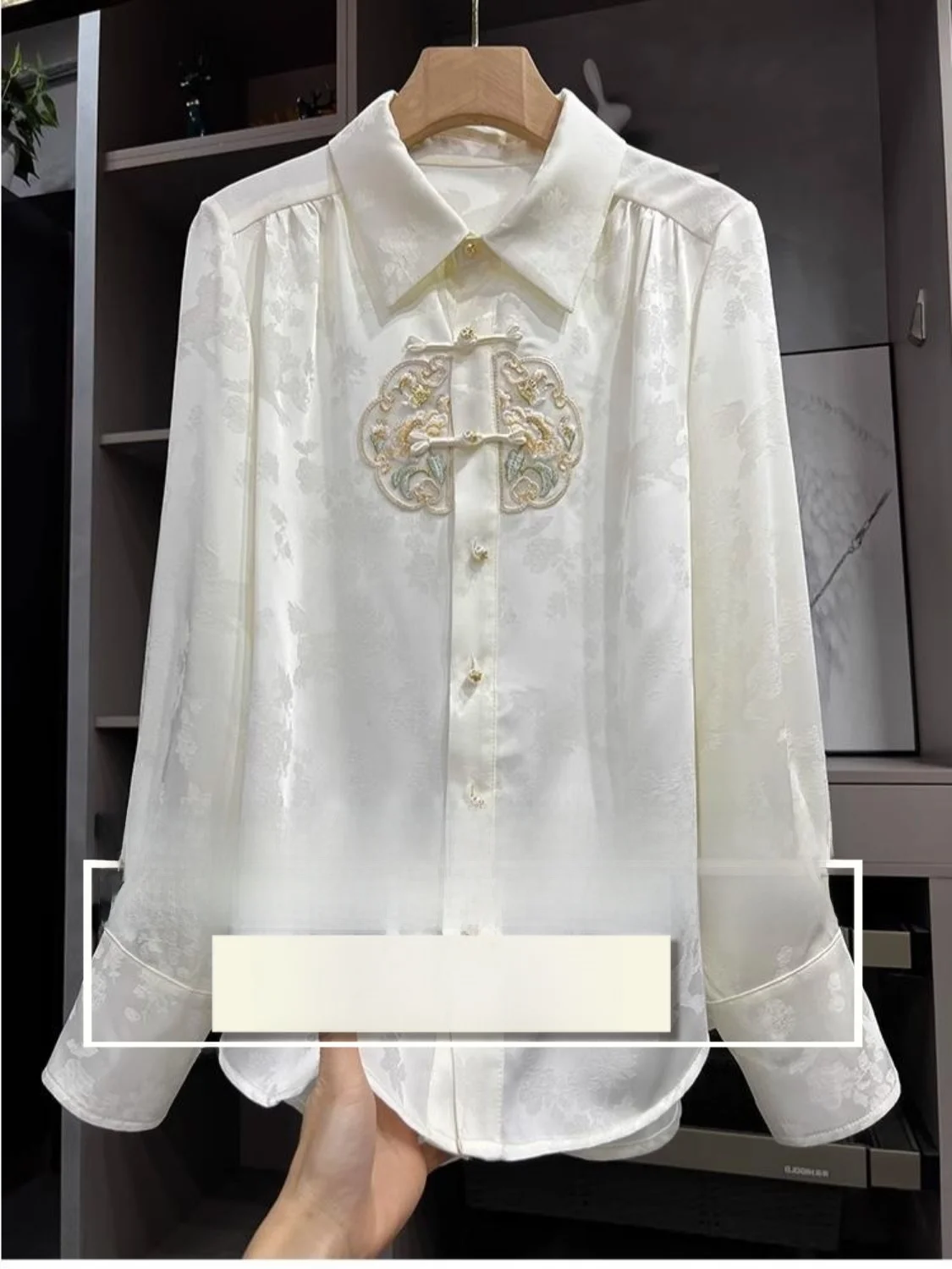 Шелковые блузки с длинными рукавами весенне-осенние новые китайские топы в