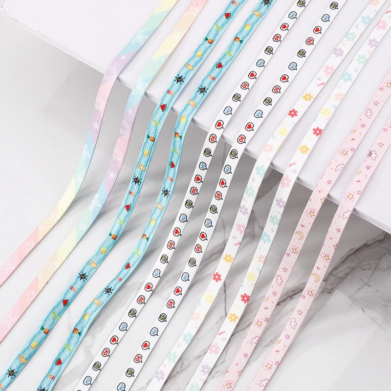 

Flat Cartoon Cute Pattern Shoelaces for Sneakers Colorful Printing Shoe Laces Star Fruit Flowers Sports Shoelace Casual Canvas