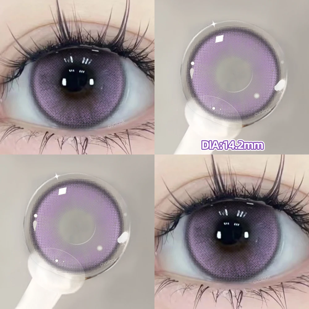 OVOLOOK-1 Pair Myopia Prescription Colored Contact Lenses Fashion Lens Beauty Pupils Blue Eye Color Purple