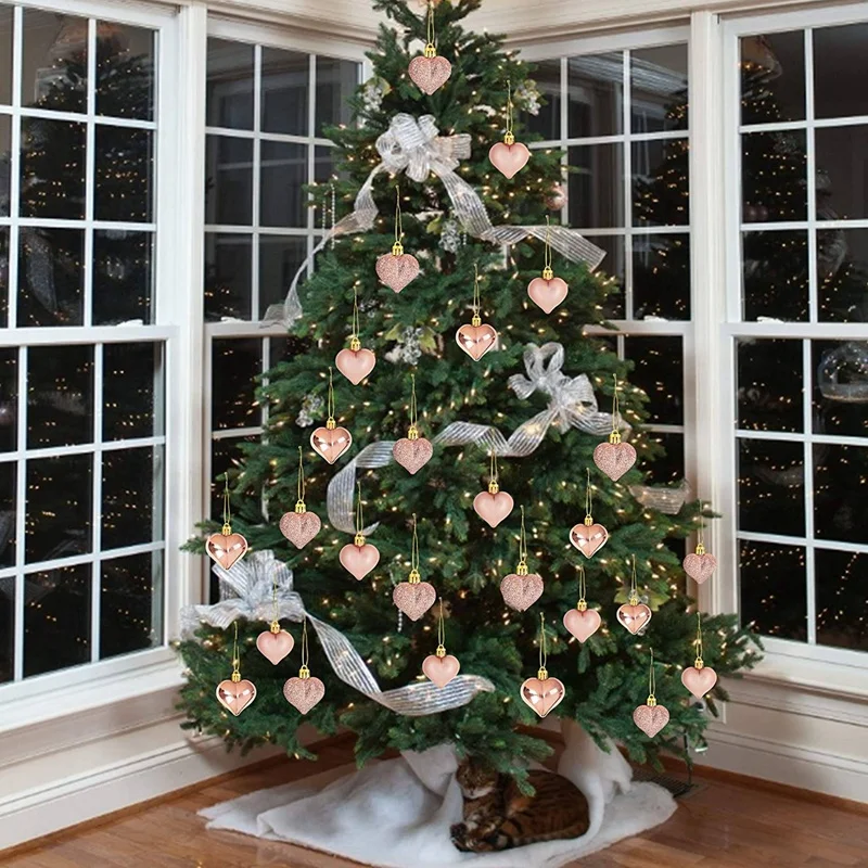 24 шт. розовое золото День святого Валентина украшения в форме сердца безделушки