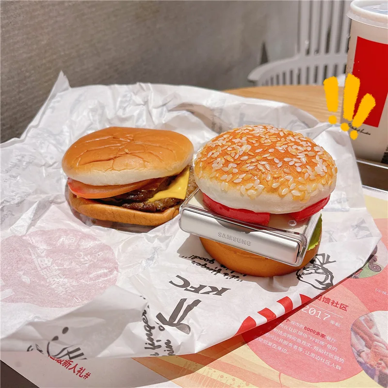Креативный чехол для телефона с имитацией гамбургеров Samsung Galaxy Z Flip 3 4 5 жесткая