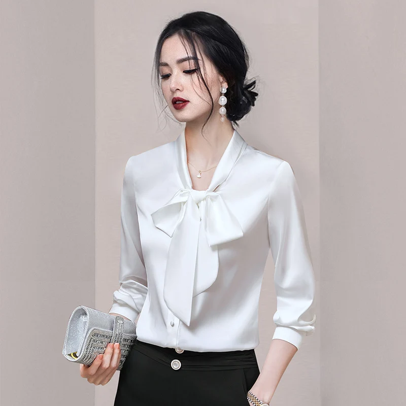

COIGARSAM Shirt Womens Tops 2022 New Fashion Bow Women Shirts Dropshipping