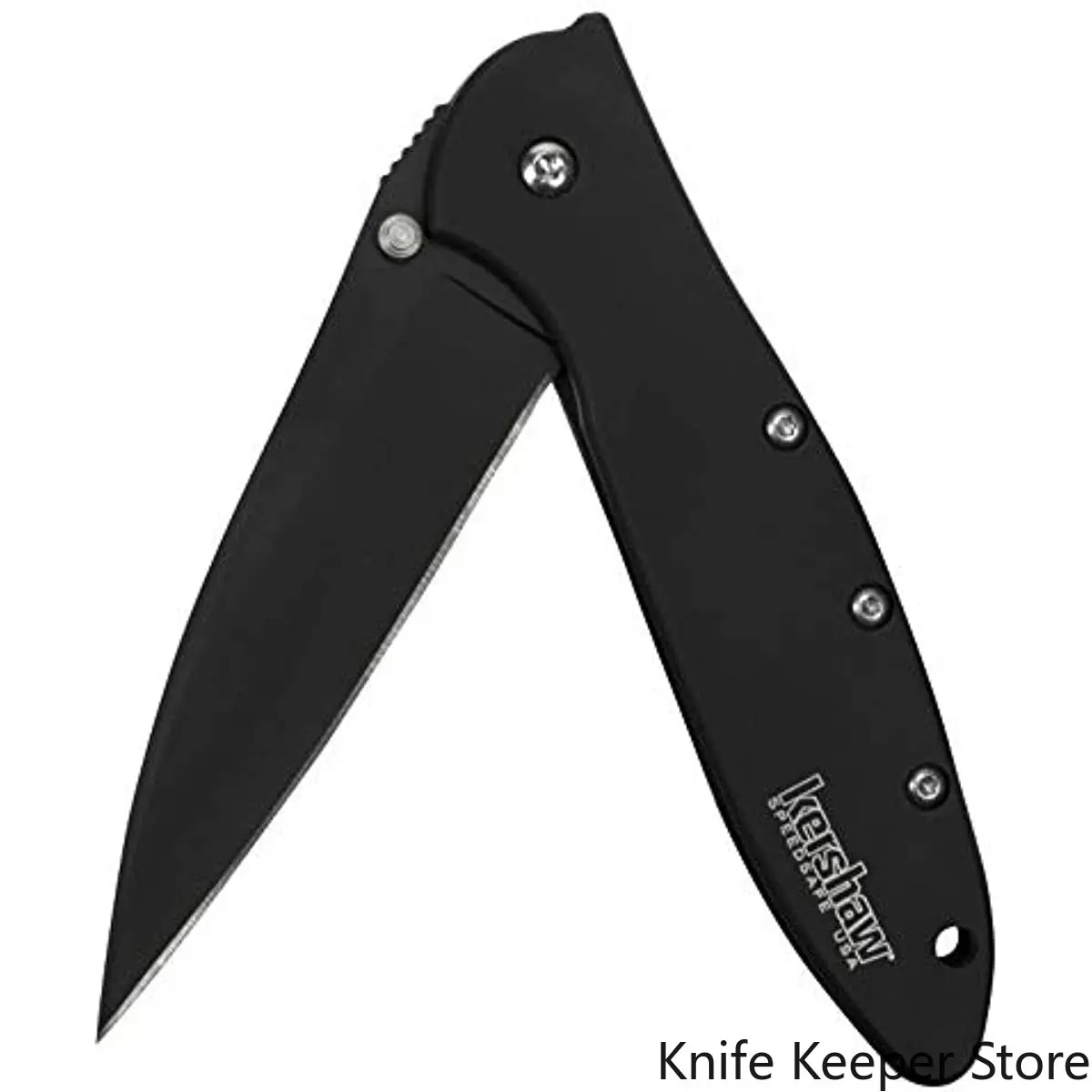 

Kershaw Leek Black Folding Knife (1660CKT) 3” 14C28N Sandvik Steel Blade 410 Stainless Steel Handle, Both DLC-Coated Liner Lock