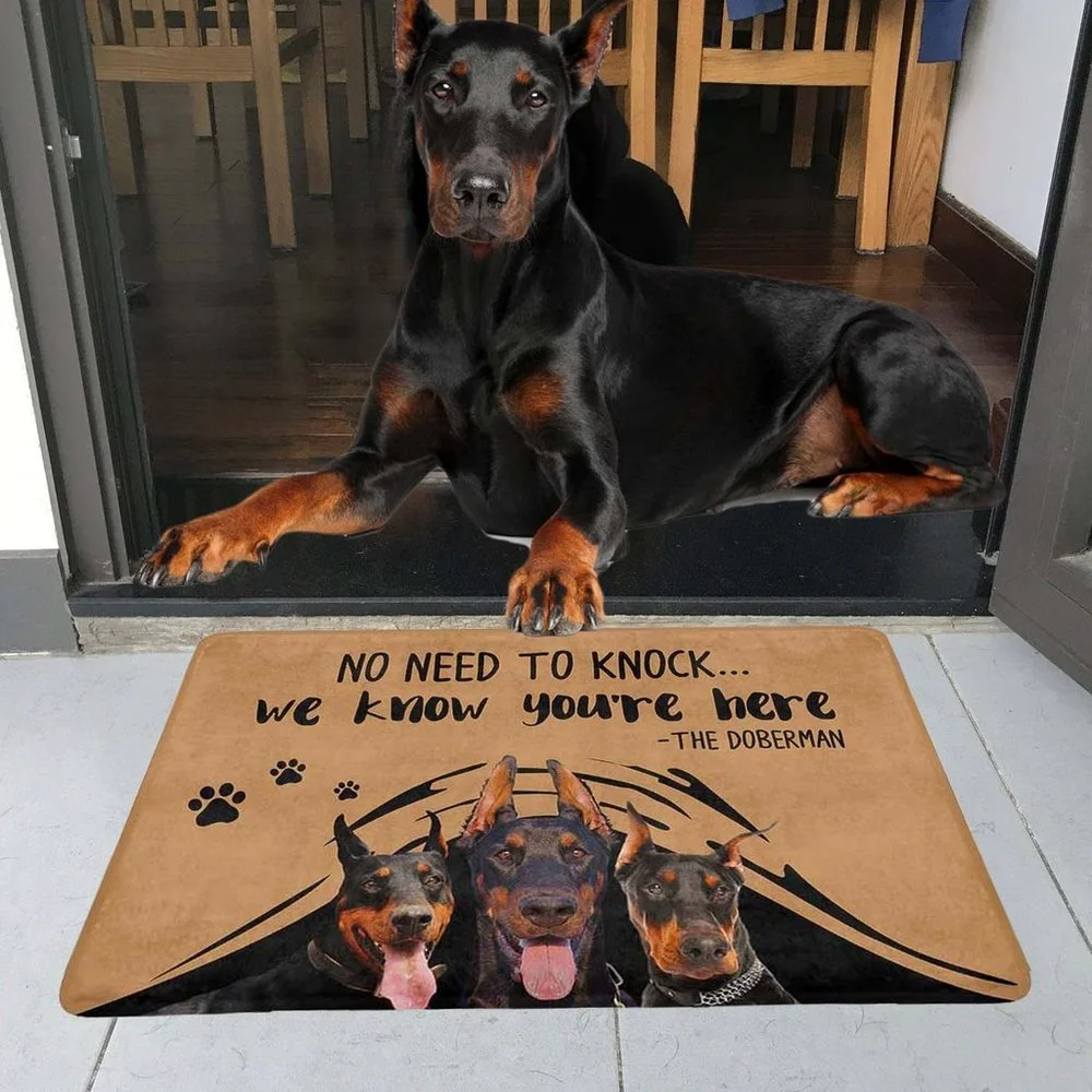 

No Need To Knock Doberman Doormat 3D Printed Dog Doormat Non Slip Door Floor Mat Decor Porch Doormat