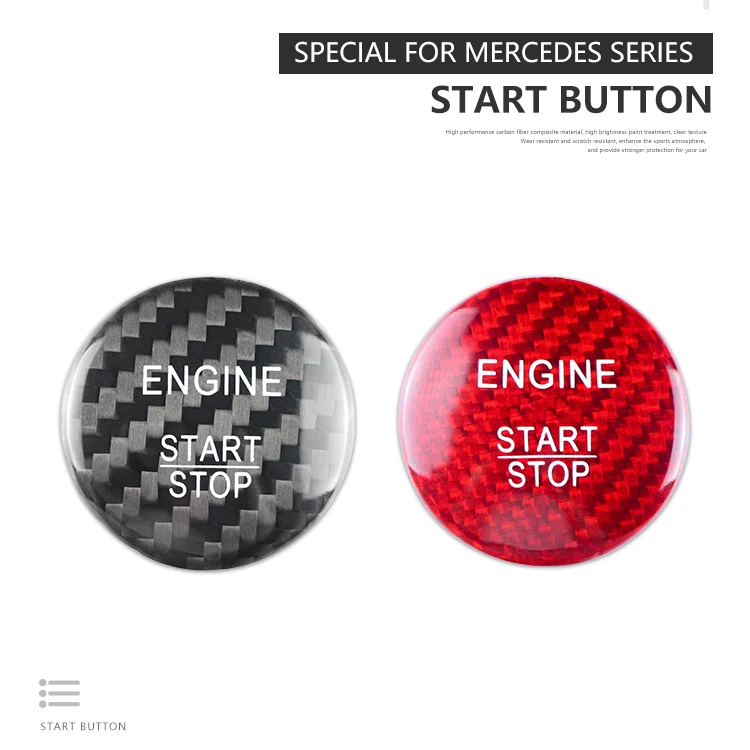 Carbon Fiber Car Engine Start Stop Button Decorative Sticker Cover For Mercedes Benz C E W176 W246 W205 C117 GLC X253 AMG ML GLE