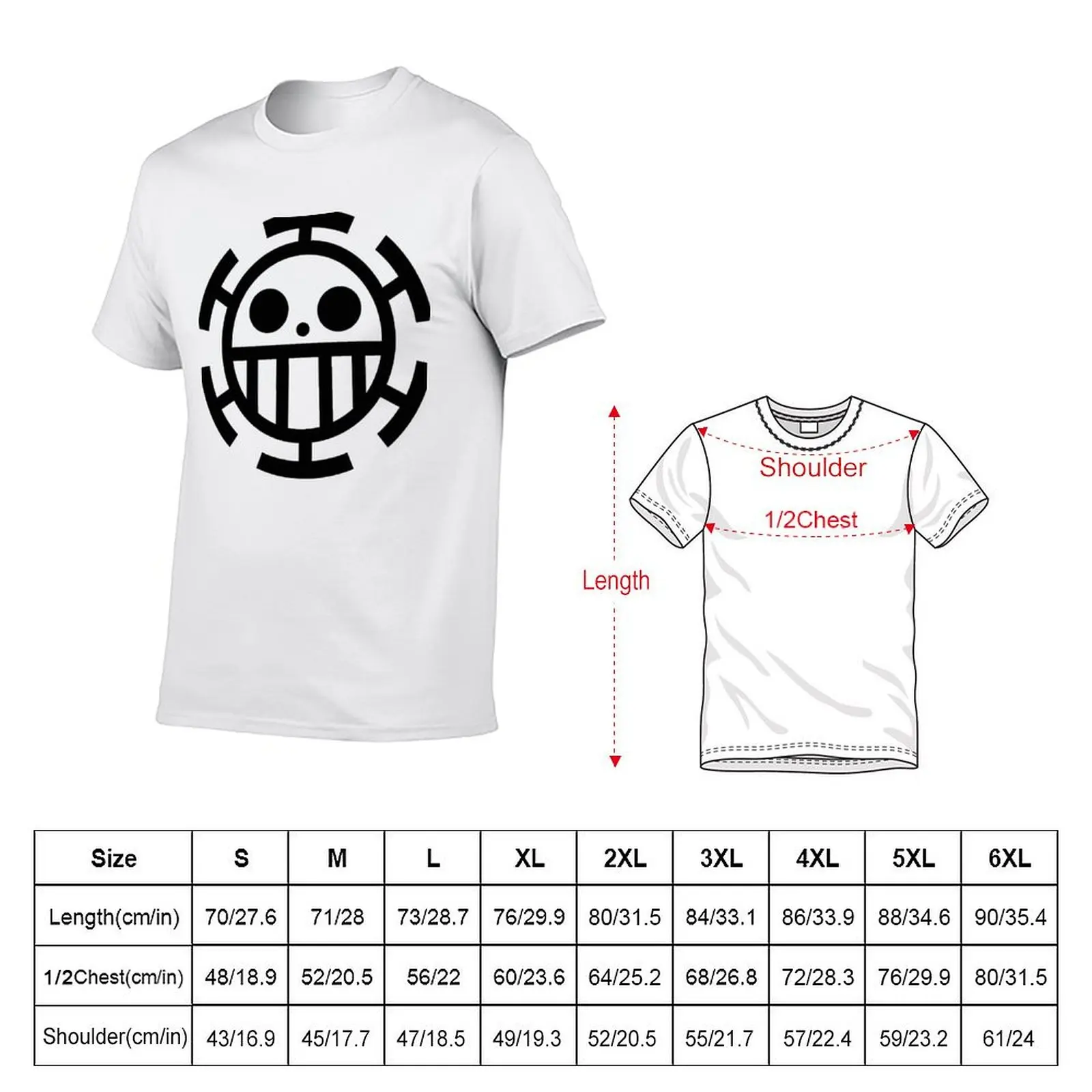 Мужские белые футболки Trafalgar D. Water Law хлопок