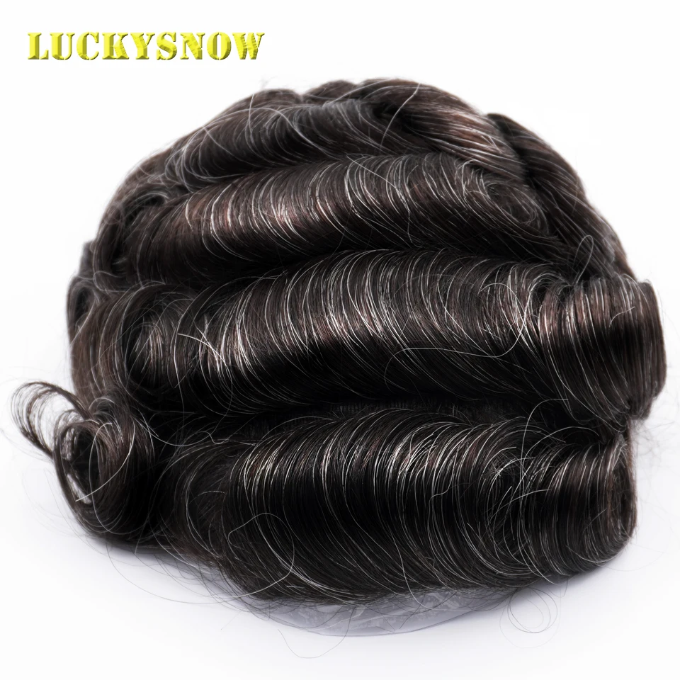 

Men's Wig Full Pu 0.1mm Durable Men Toupee Natural Hairpieces Hair Replacement System Human Hair Remy Hair Toupee 1B/20#Color