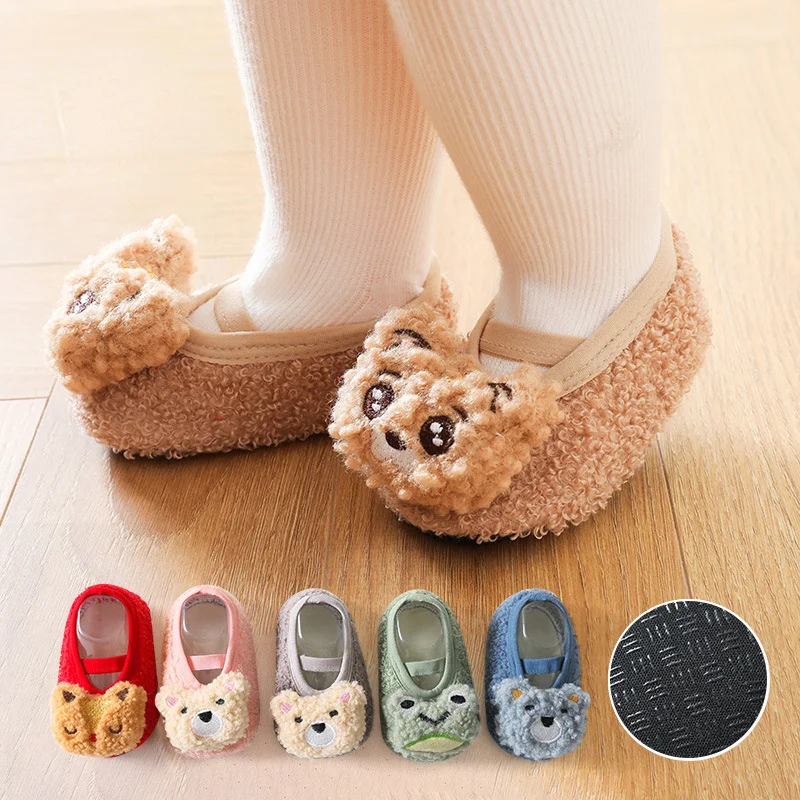 

Baby Boys Girls Winter Warm Sneakers Anti-slip Socks Baby Floor Socks First Walker Non-slip Toddler Newborns Cartoon Leg Warmers
