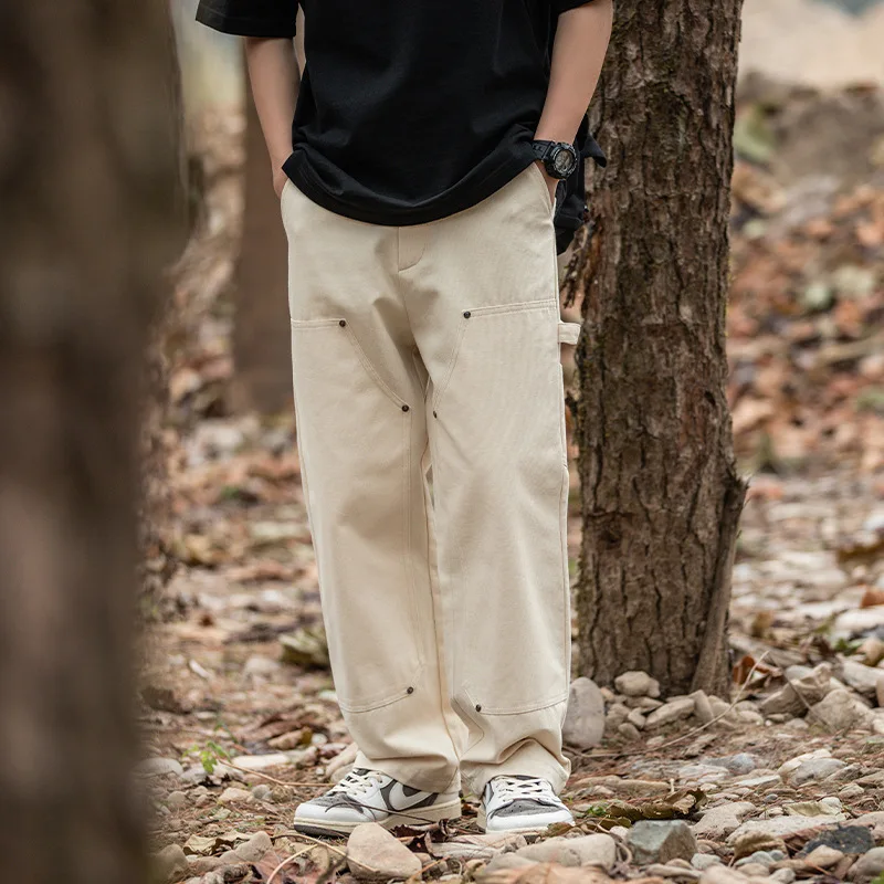 Japanese Retro Casual Cargo Pants Men's Straight Tube Cityboy Pant Fashion Streetwear Vintage Mopping Cotton Trousers