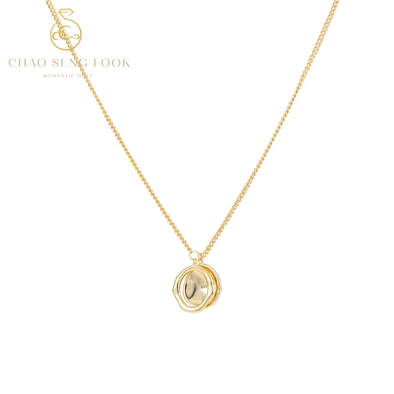 

Geometric Circle Clavicle Chain For Women Chao SengFook S925 Silver Simple Ring Glossy Round Plate Fashion Jewelry Gifts