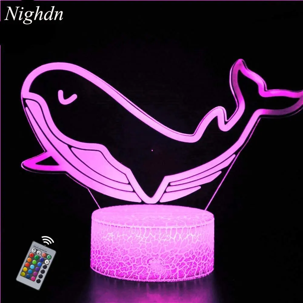 

3D Dolphin Night Light 16 Colors Illusion Lamp USB Table Desk LED Light Bedroom Decoration Christmas Present Birthday Gift Kids