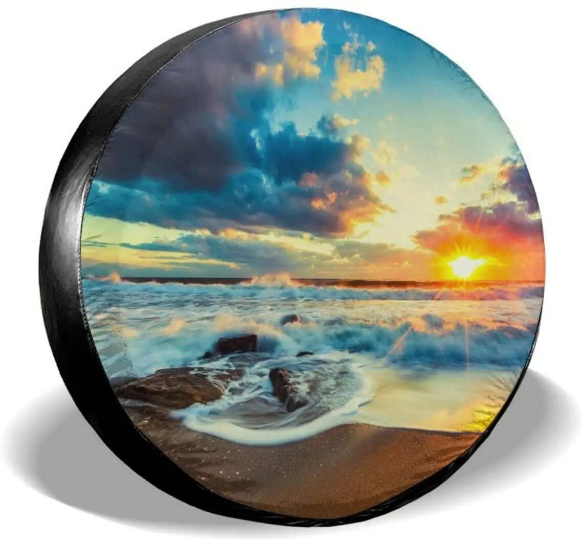 

Тропический океан пляж Закат запасная шина Обложка Защита колес погодостойкие колпачки для колес