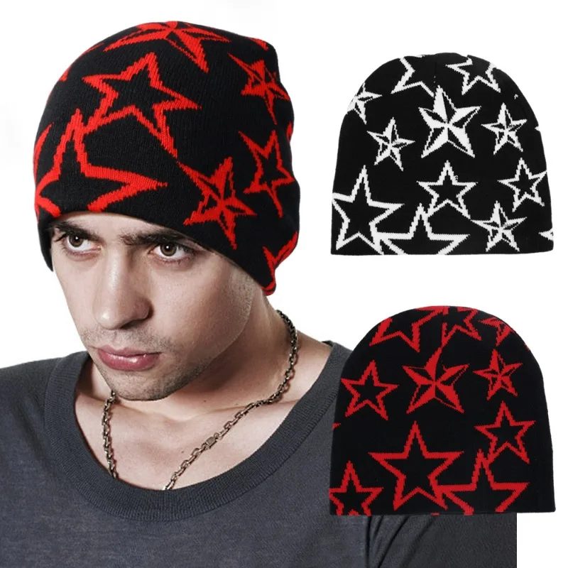

Fashion Spider Embroidered Beanies Hat Men Winter Autunm Warm Knitted Bonnet Cap Soft Star Wool Skullies Beanies Caps Boys Gifts