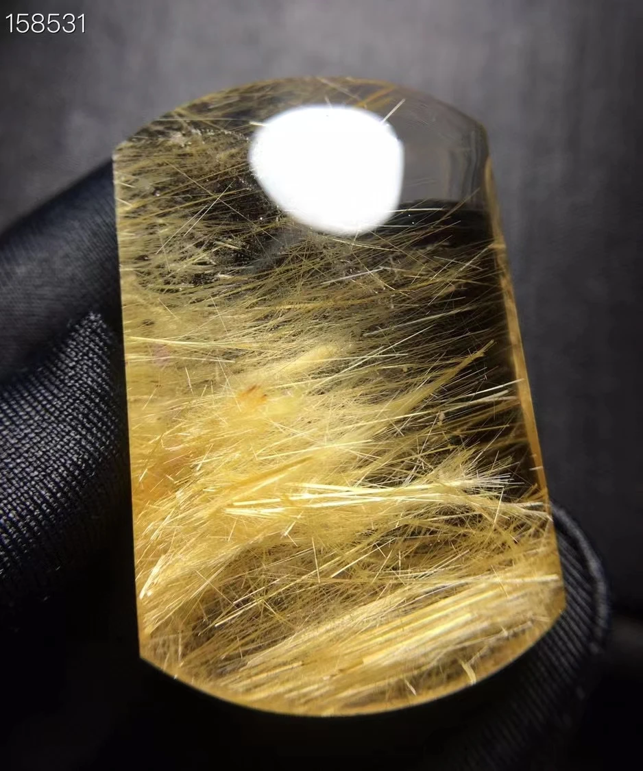 

Natural Gold Rutilated Quartz Rectangle Pendant Necklace 38*24.8*13.2mm Rutilted 18K Gold Women Men Jewelry AAAAAAA