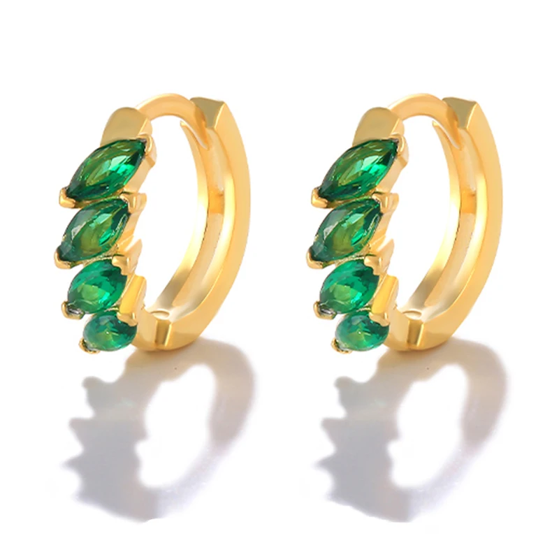 

Green Zirconia Ear Hoop Earrings for Women Piercing Small Round Earings Fashion Jewelry Bohemia Pendientes Ins Same Earring Gift
