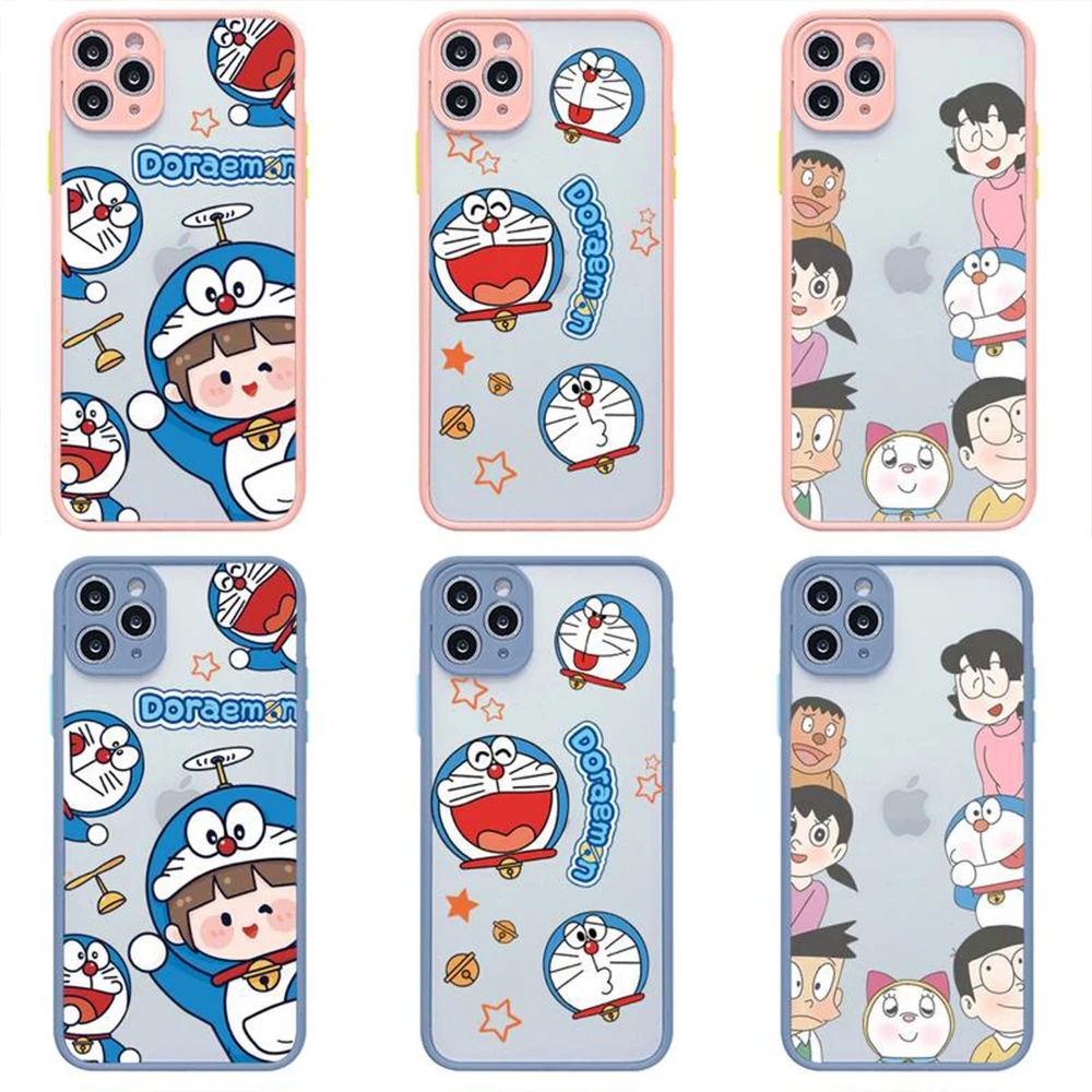 

Doraemon Phone Case For iphone 13 12 11 Pro Max Mini XS 8 7 Plus X SE 2020 XR Matte Transparent Cover