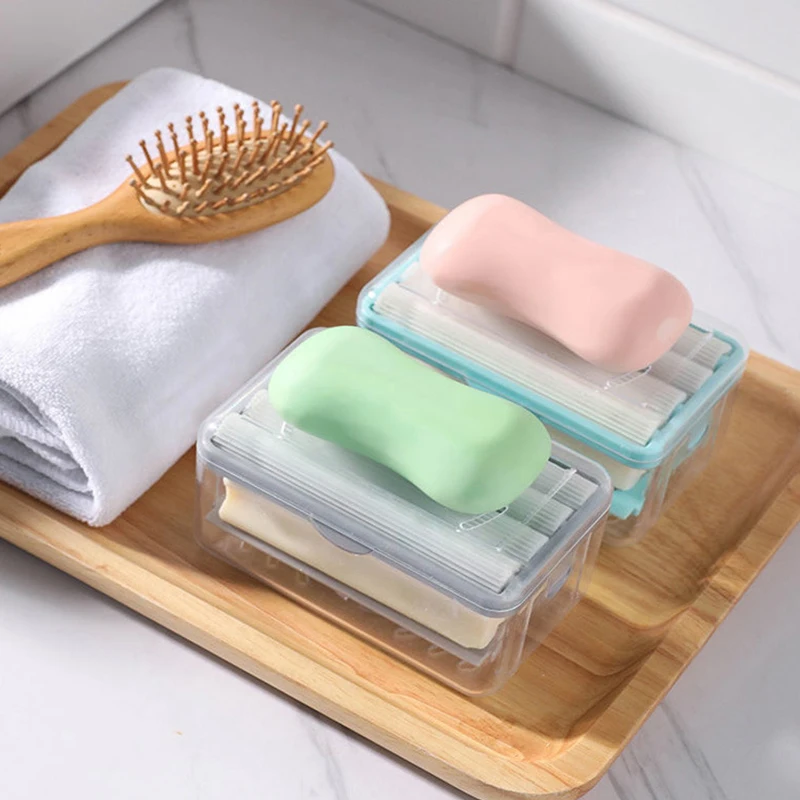 

New Usage Roller Type Soap Dish Holder For Bathroom Toliet Soap Box Plastic Storage Container With Drain Water Bathroom Gadgets