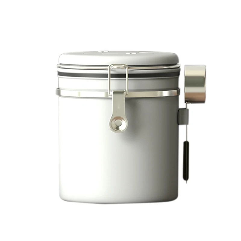 

F63A Coffee Canister Stainless Steel Coffee Storage Container with Coffee Scoop Date Tracking Wheel for Store Tea Sugar
