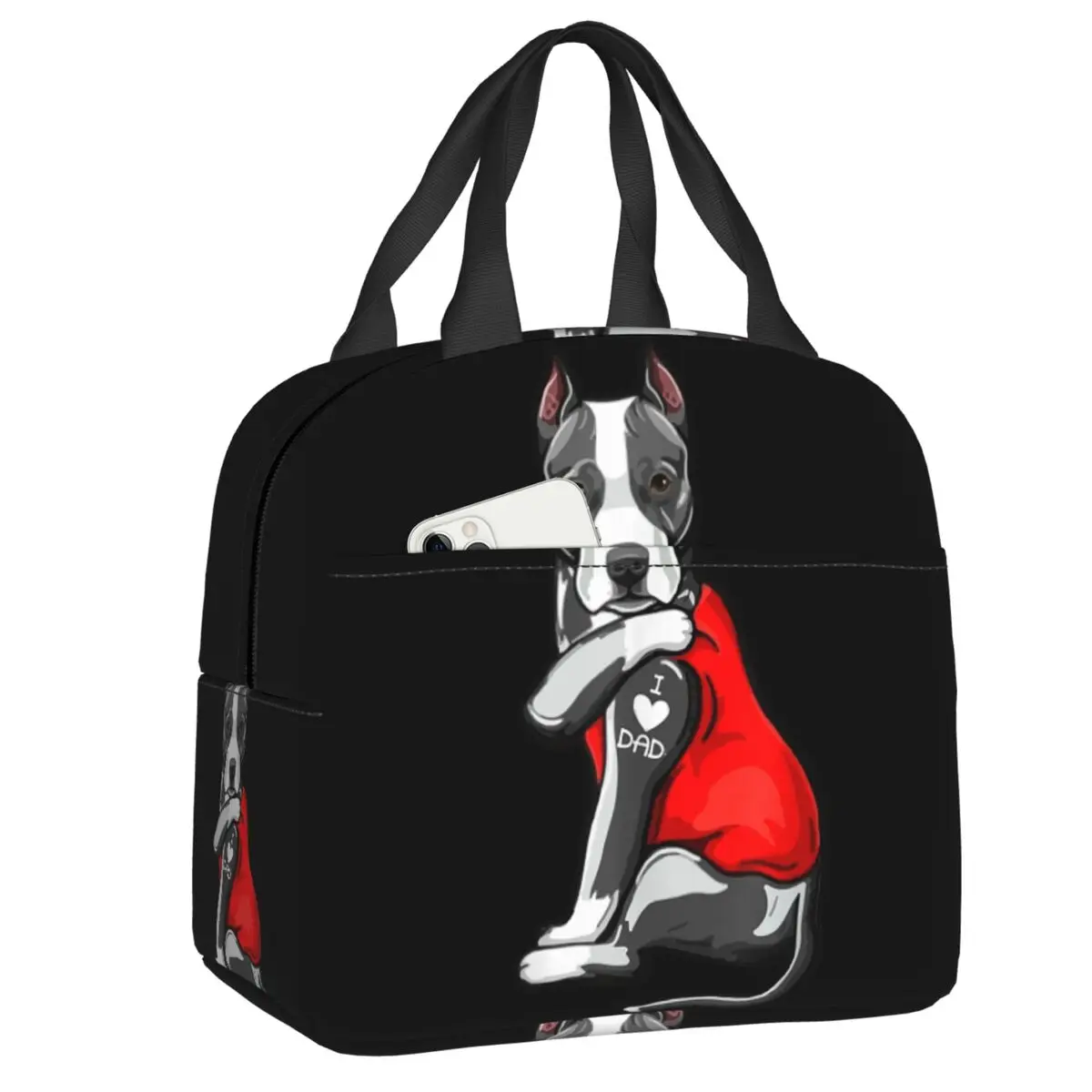 

Dog I Love Dad Bull Terrier Terrier Dog Insulated Lunch Bag for Work School Portable Cooler Thermal Lunch Box Women Children