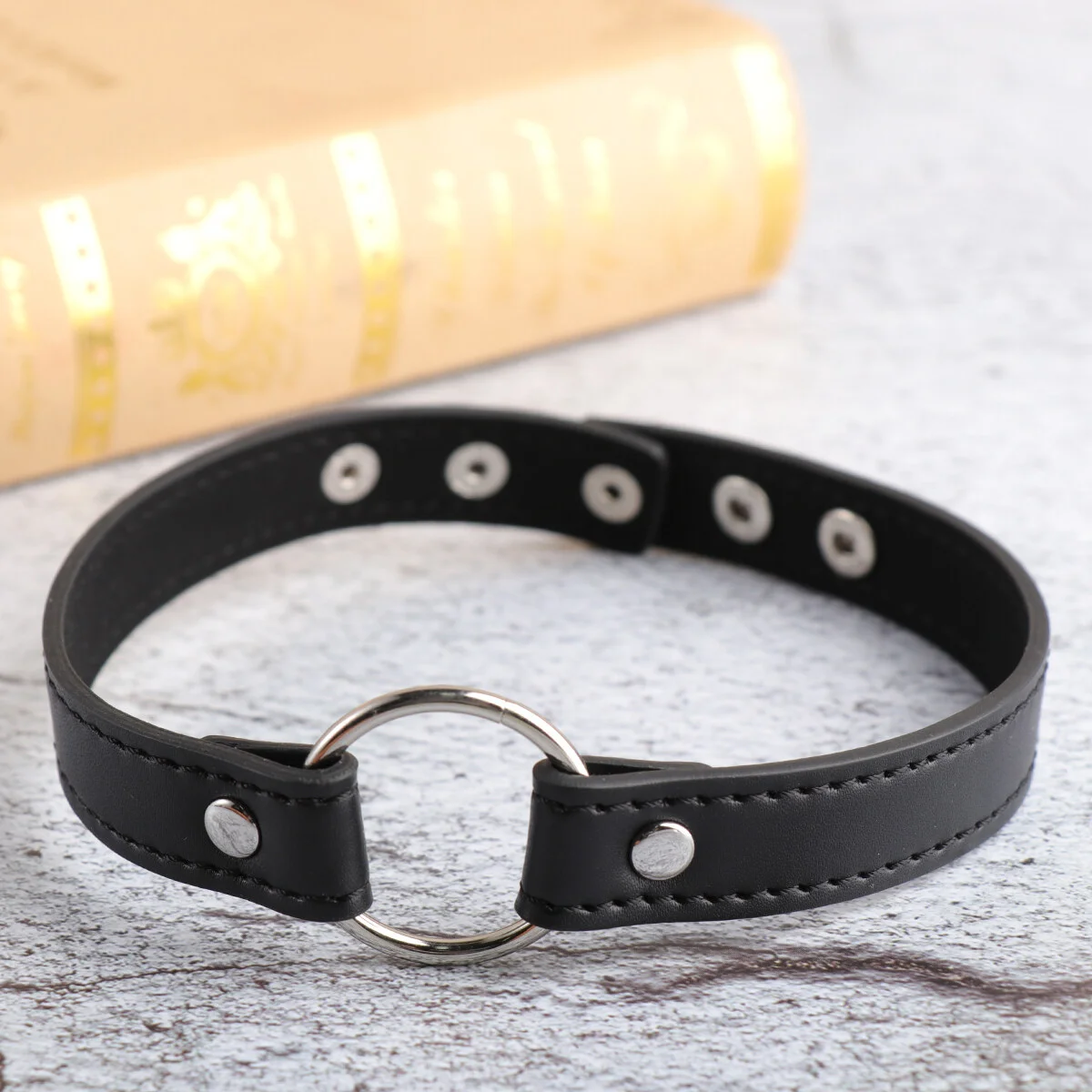 

Black Necklace Chain Round Punk Style Choker Cool Chocker Miss Leatherette