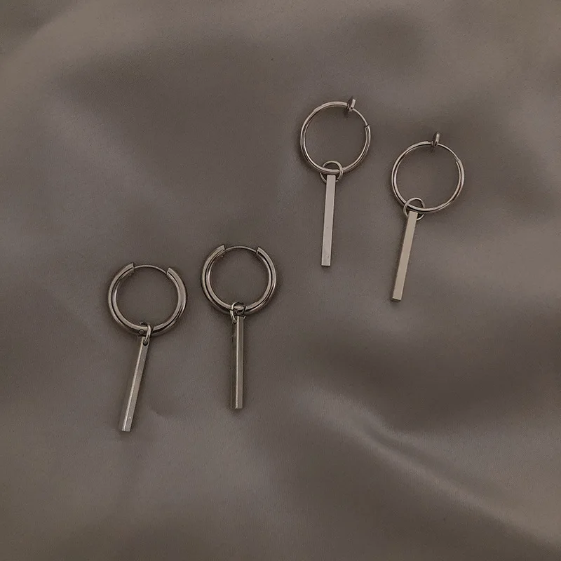 

Simple Punk Stainless Steel Hoop Drop Earrings for Women Girls Small Earrings Dangle Cool Vintage Minimalist Jewelry Wholesale