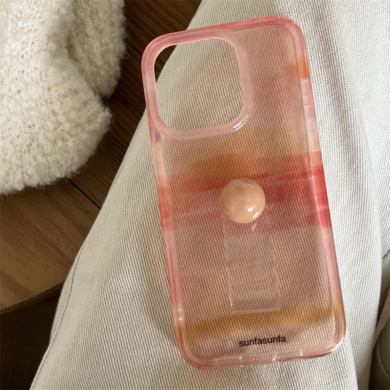 Чехол для телефона Sunset Glow iPhone 16 Pro 14 13 15 Max задняя крышка с кольцом корейские милые