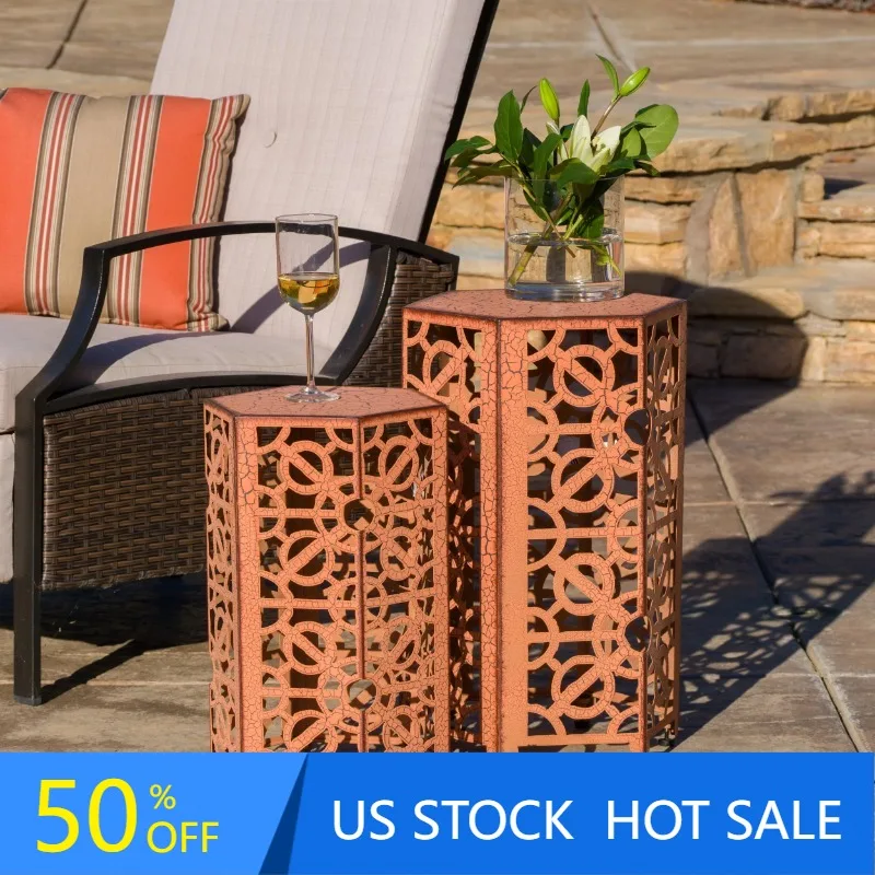 

Железные уличные столы с акцентом, комплект из 2 предметов, оранжевый цвет