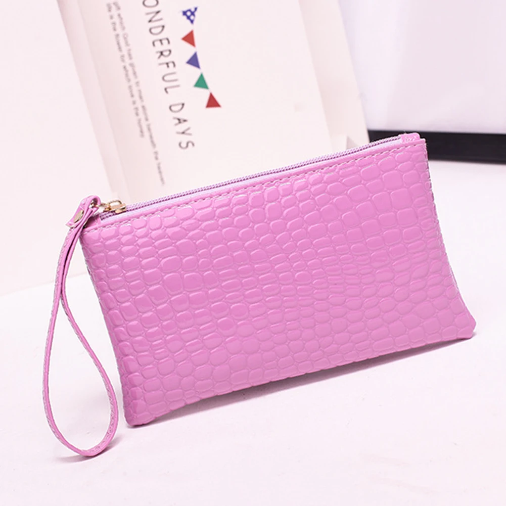 Women PU Clutch Long Casual Wallet Litchi Grain Coin Purse Female Bag Wrist Bags Zipper Phone Pocket Credit Card Holder