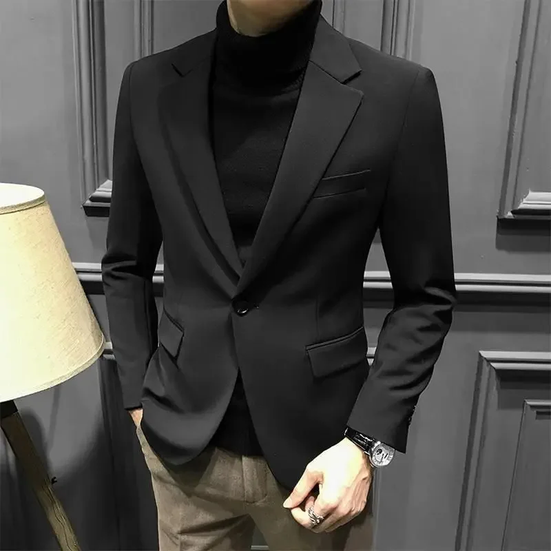 

Новинка 2023, мужской весенне-осенний модный костюм для отдыха, куртки, мужские облегающие деловые пальто, мужские однотонные блейзеры, верхняя одежда I358