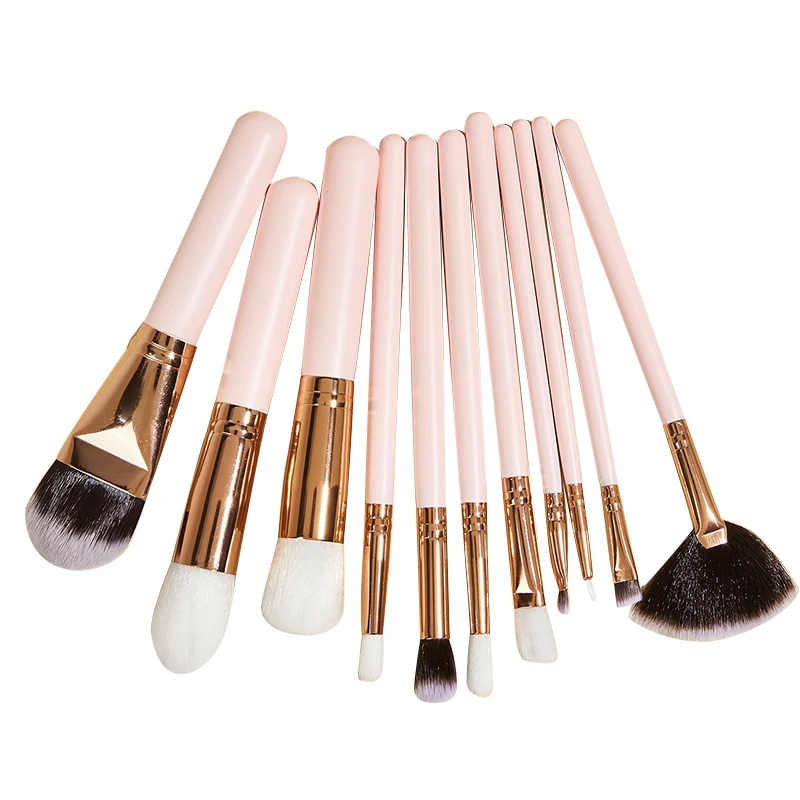 

11Pcs Nylon Makeup Brushes Professional Foundation Powder Blush Eyeshadow Eyebrow Kabuki Blending Brush Set