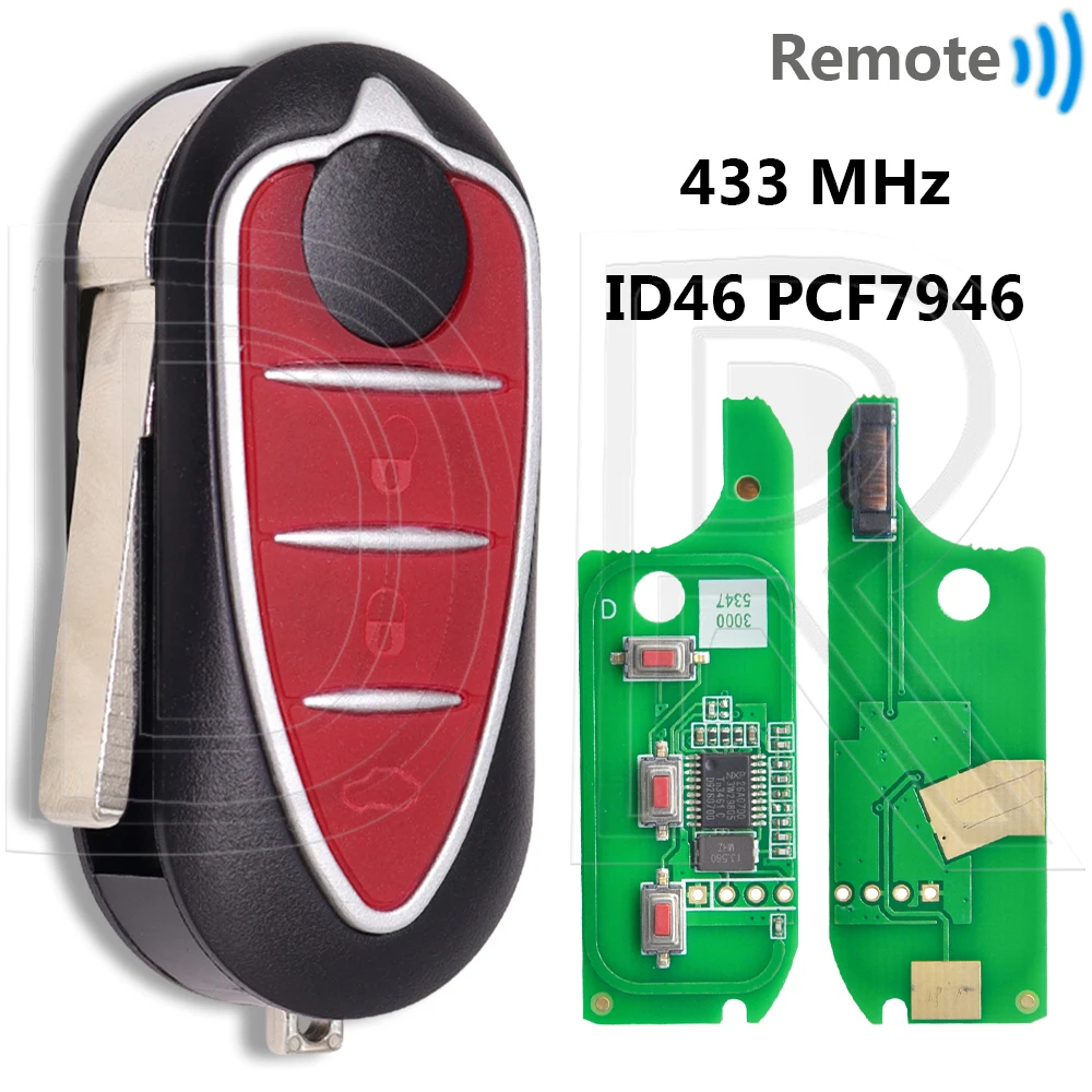 

Отличный чип ID46 433 МГц Delphi/Marelli BSI откидной автомобильный дистанционный ключ для Alfa Romeo 147 159 Mito GTA 2008-2015 Giulietta 2010-2016