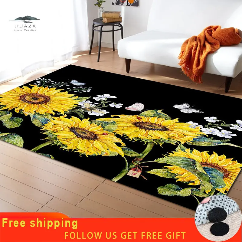 

Sunflower Flower Rug for Living Room Bedroom Carpet Decoration Rectangular Area Anti-skid Mat Bathroom Kitchen Entrance Doormat