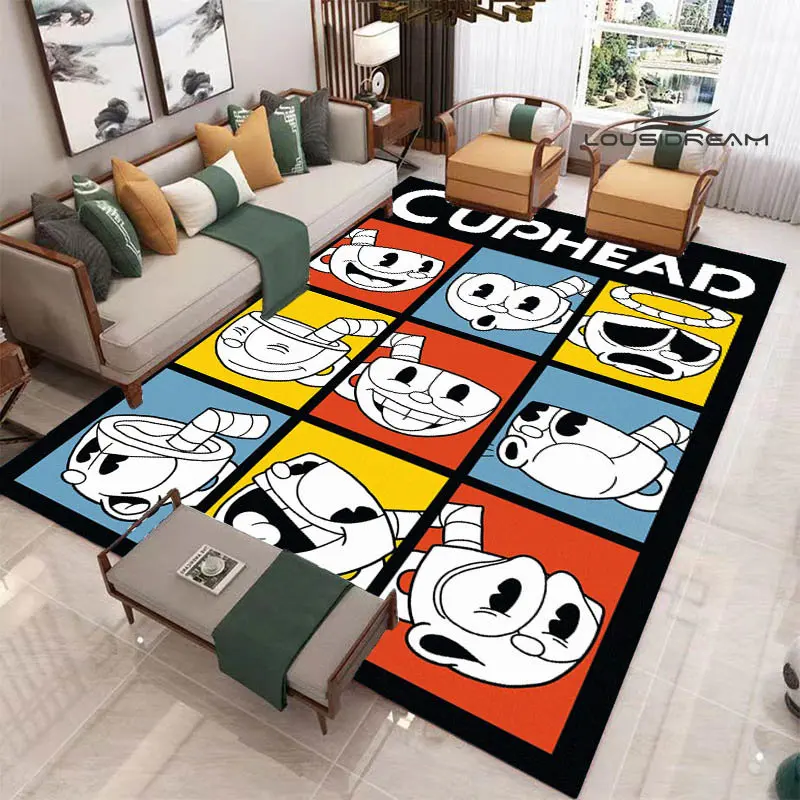 

Коврик с мультяшным принтом Cuphead Show, модный Коврик для йоги, коврики для гостиной, коврики для спальни