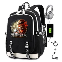 attack on titan printing men backpack usb charging laptop travel bag school bags oxford multifunctional waterproof rucksack