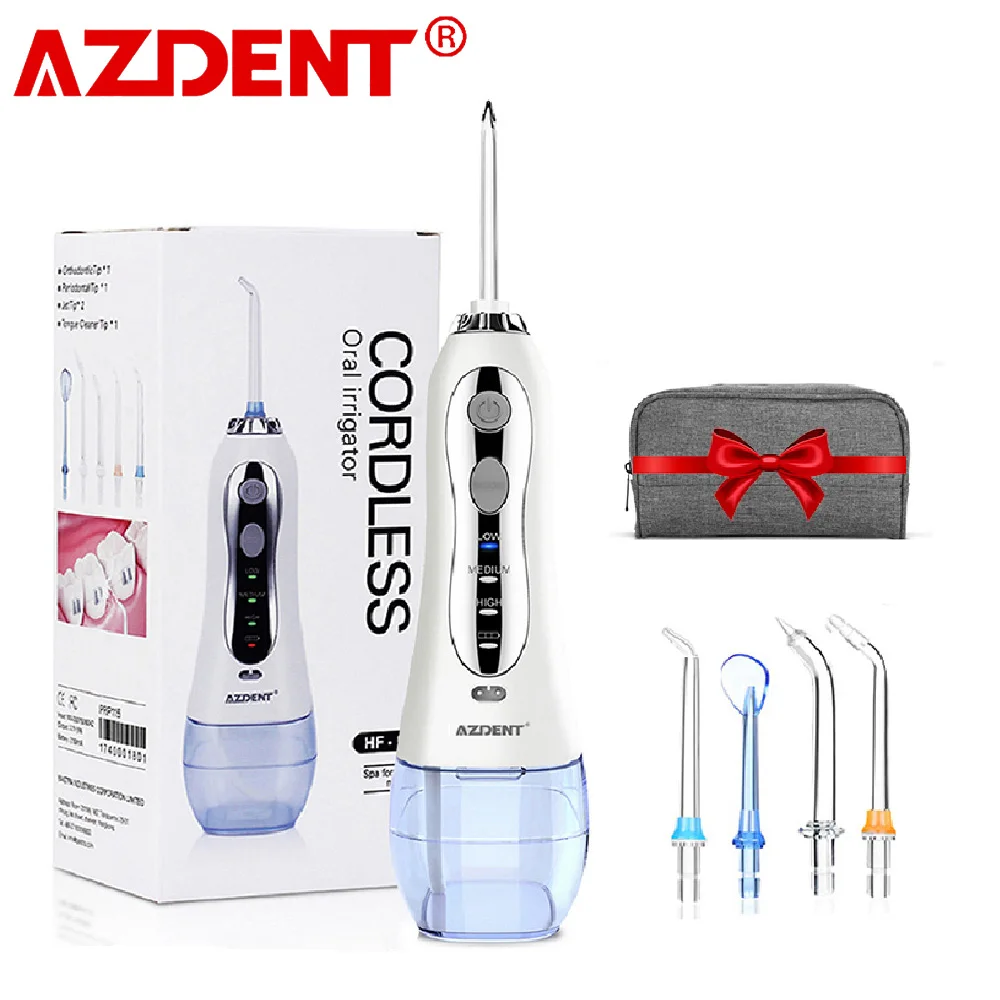 

Портативный Электрический ирригатор для полости рта AZDENT, 3 режима, беспроводной ирригатор для полости рта с зарядкой от USB, 300 мл