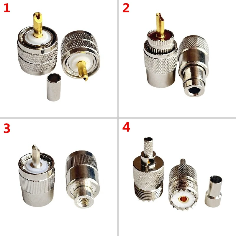 

1-10Pcs PL259 SO239 UHF Male Female Connector SL16 UHF SO239 PL259 for RG58 RG142 LMR195 RG400 Cable Fast Delivery Brass Copper