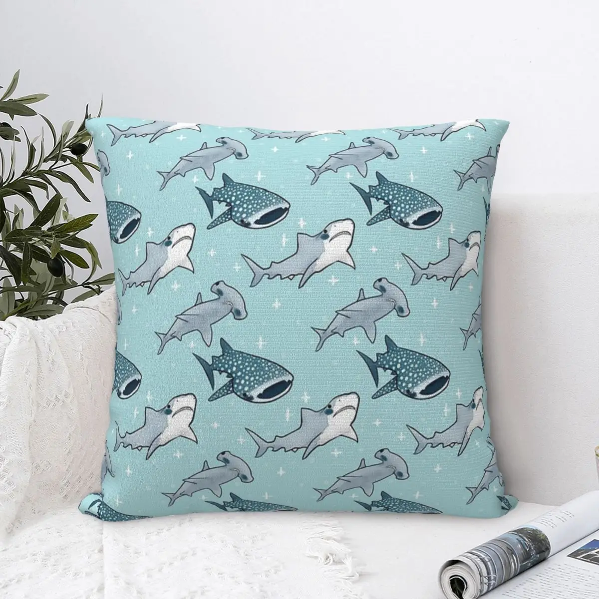 

Shark Pattern Cushion Cover Ornament Home Pillow Case Gift