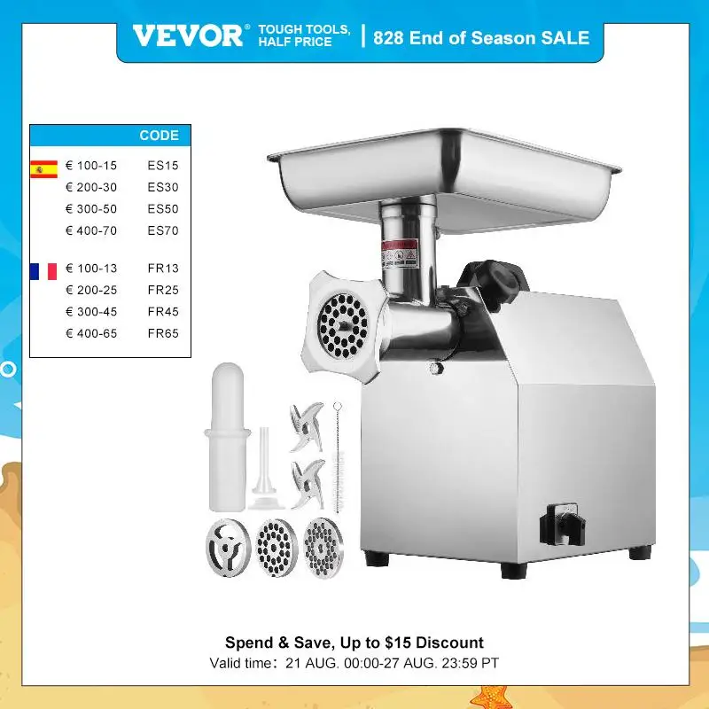 VEVOR Electric Meat Grinder Food Processors Sausage Maker Fi