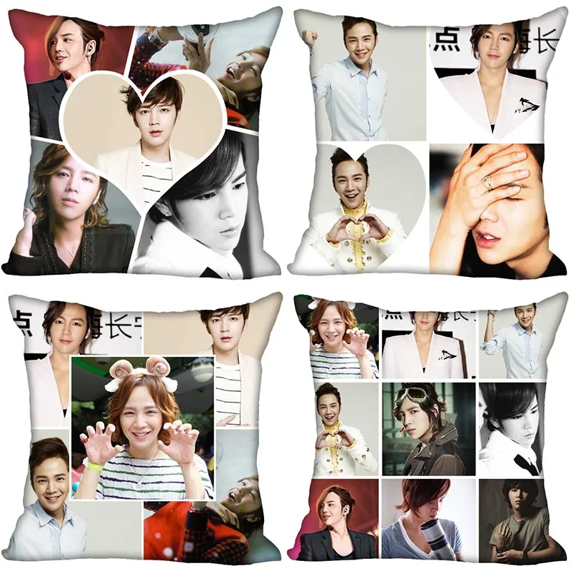 

New Arrival Jang Keun Suk Kpop Pillowcase Bedroom Home Decorative Gift Pillow Cover Square Zipper Pillow Cases Satin Fabric Soft