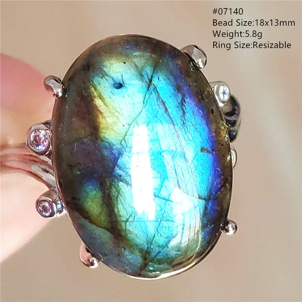 Женское кольцо из Лабрадорита, овальное регулируемое кольцо, драгоценный камень большого размера, кольцо из Лабрадорита С Изменяемым размером, ювелирные изделия AAAAAA
