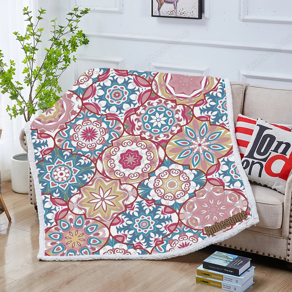 

Этническое красочное богемное одеяло в пастельных цветах с рисунком, одеяло для кровати, красочное плюшевое покрывало из микрофибры, весенние покрывала