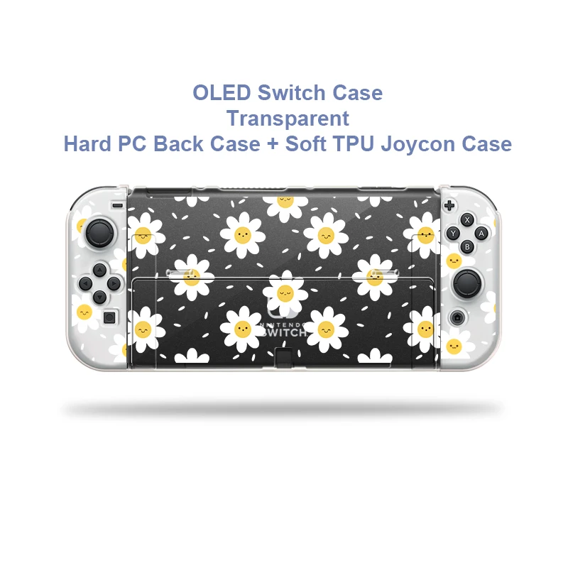 Фото Kawaii Daisy Funda Nintendo Switch OLED обложка чехол для девочки Dockable Protective TPU Shell For Nintendo Switch Controller Joy-Con №2