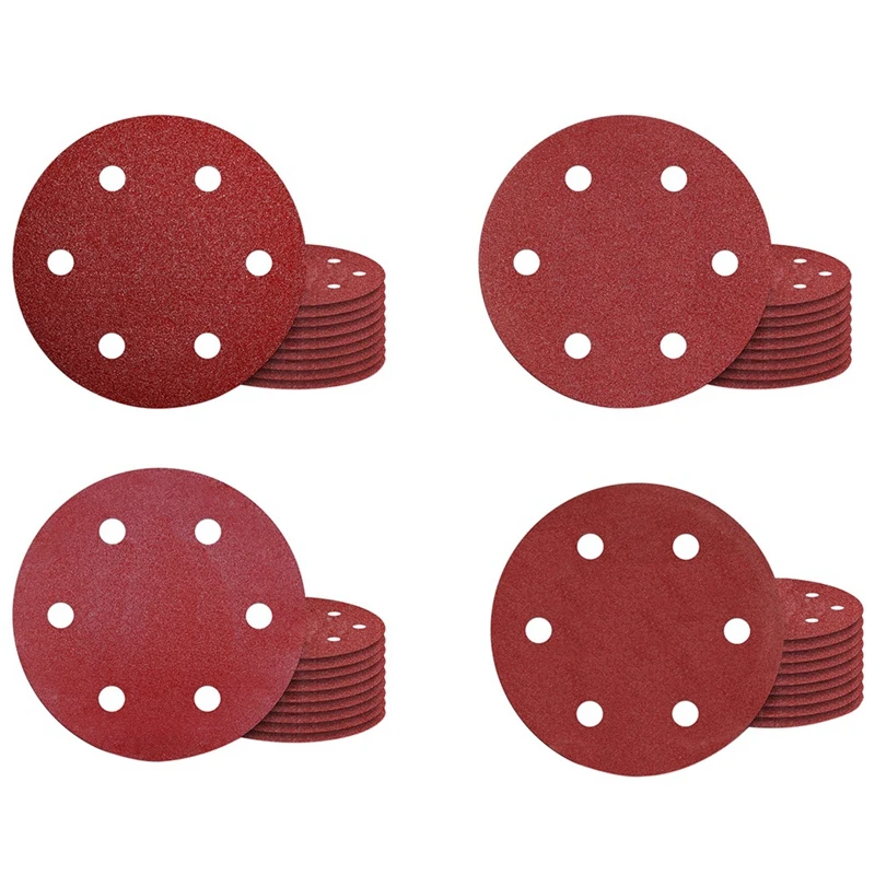 

9 Inch 6 Hole Sanding Discs 40/60/80/120 Assorted Grit Hook And Loop For Drywall Sander Hook-And-Loop Backed