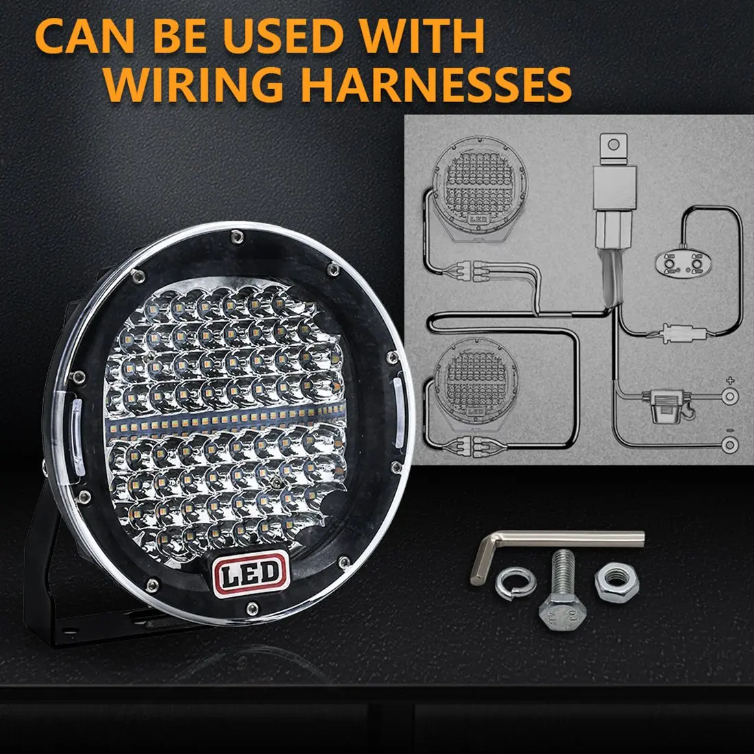 7-дюймовый 300 Вт внедорожник Рабочая лампа белый + янтарный круглый прожектор для