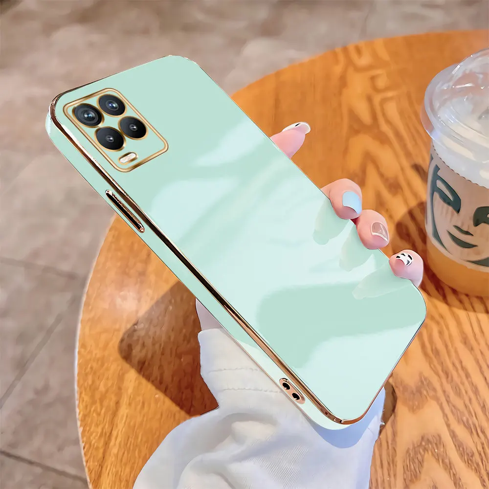 

For Realme 8 4G 5G 8i Realme 8 Pro Soft Original Square Cases Luxury Plating Soft TPU Cover Shockproof Case