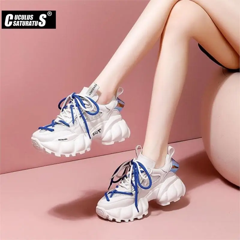 Женские массивные кроссовки Женская сетчатая модель для бега Вулканизированная