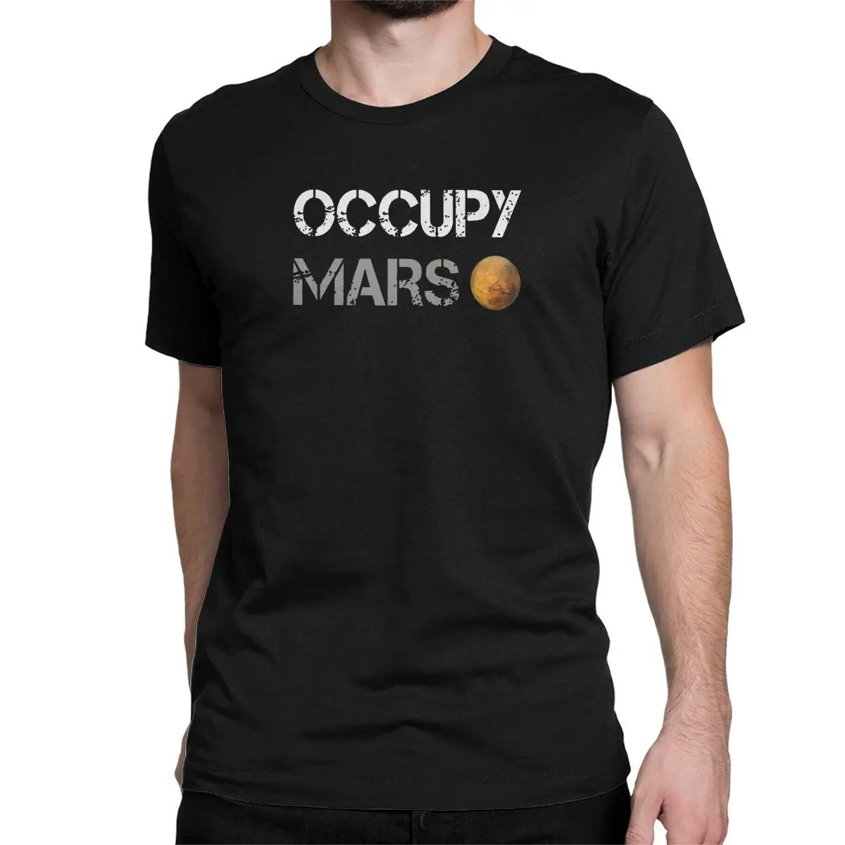 

Amazing Occupy Mars Elon Musk SpaceX Project T-Shirt for Men O Neck Cotton T Shirts Tesla Universe Short Tee Shirt Graphic Tops