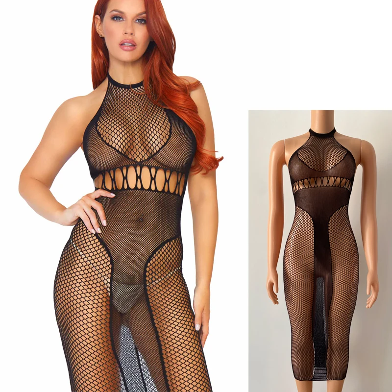 

Sexy Bikini Cover Up Long Maxi Beach Dress Bathing Suit Sleeveless See Through Swimsuit Backless Nightdress Beachwear DS014