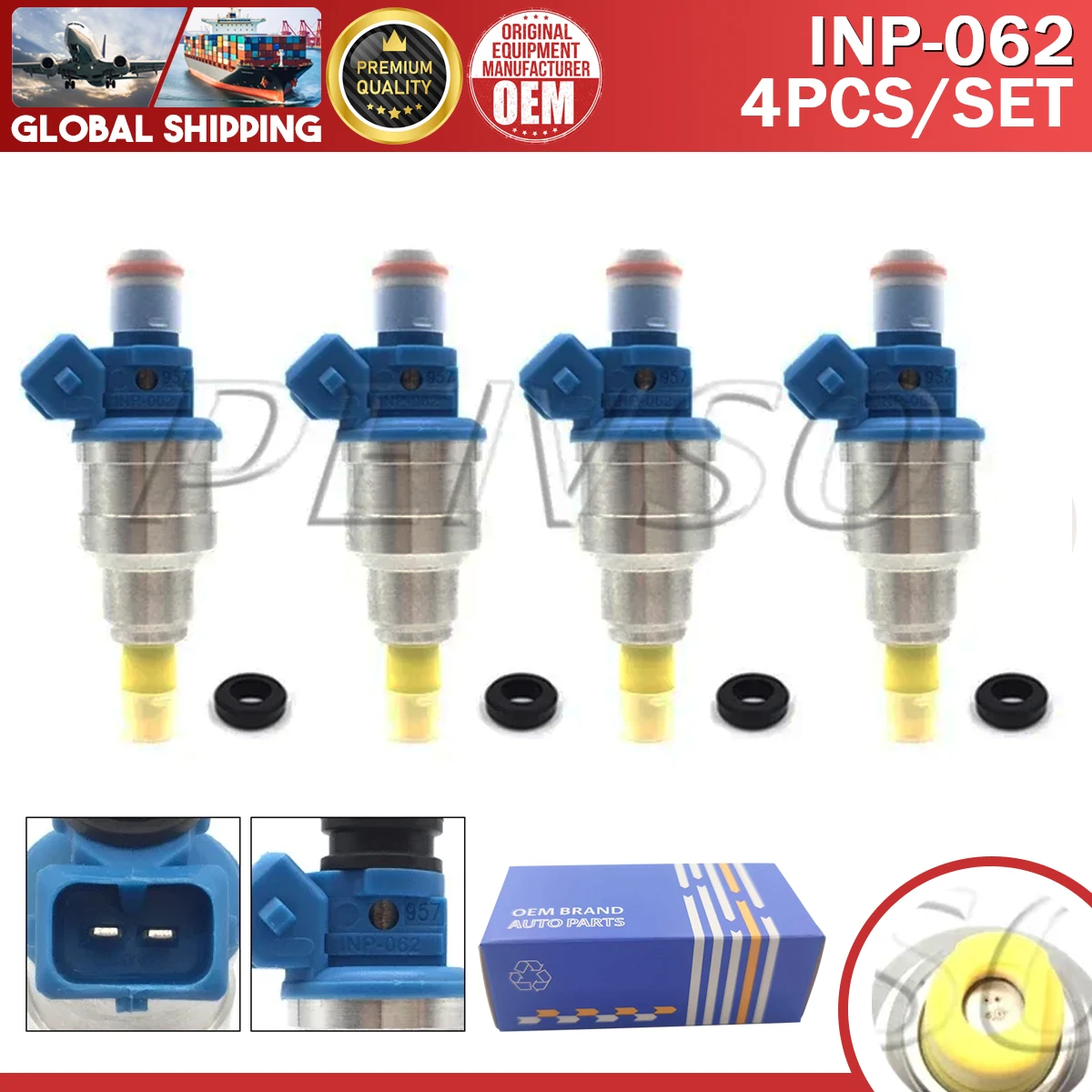 

4 шт. топливная форсунка INP-062 MD175075 для MITSUBISHI PLYMOUTH MIRAGE 93 ~ 96 ЦВЕТ 93 ~ 94 1,5 л