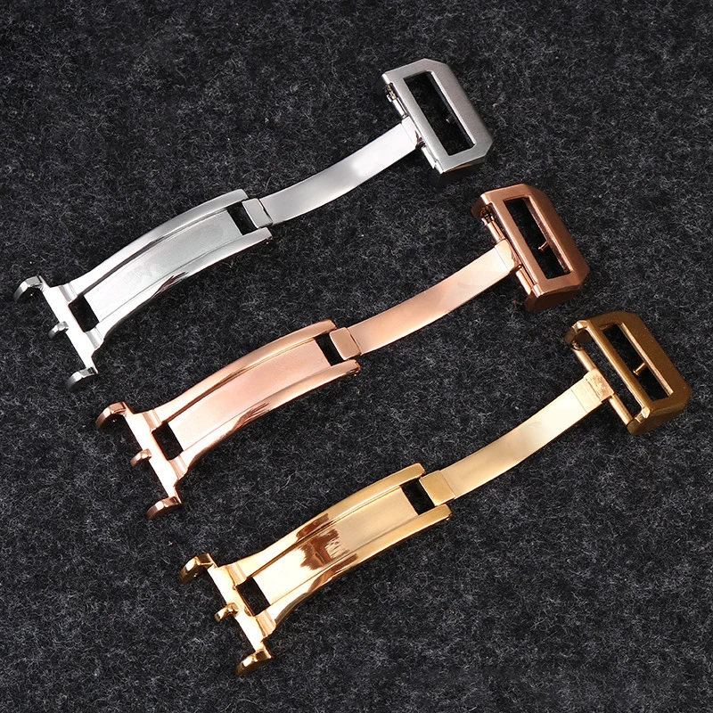 High Quality Stainless Steel Folding Clasp 18mm Gold And Rose Gold Watch buckle For IWC  Watch strap accessories